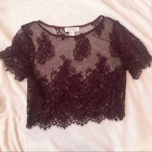 Floral Mesh Lace Crop Too